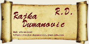 Rajka Dumanović vizit kartica